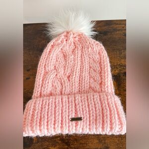 Hollister Soft Pink Cable Knit Beanie with White Pom